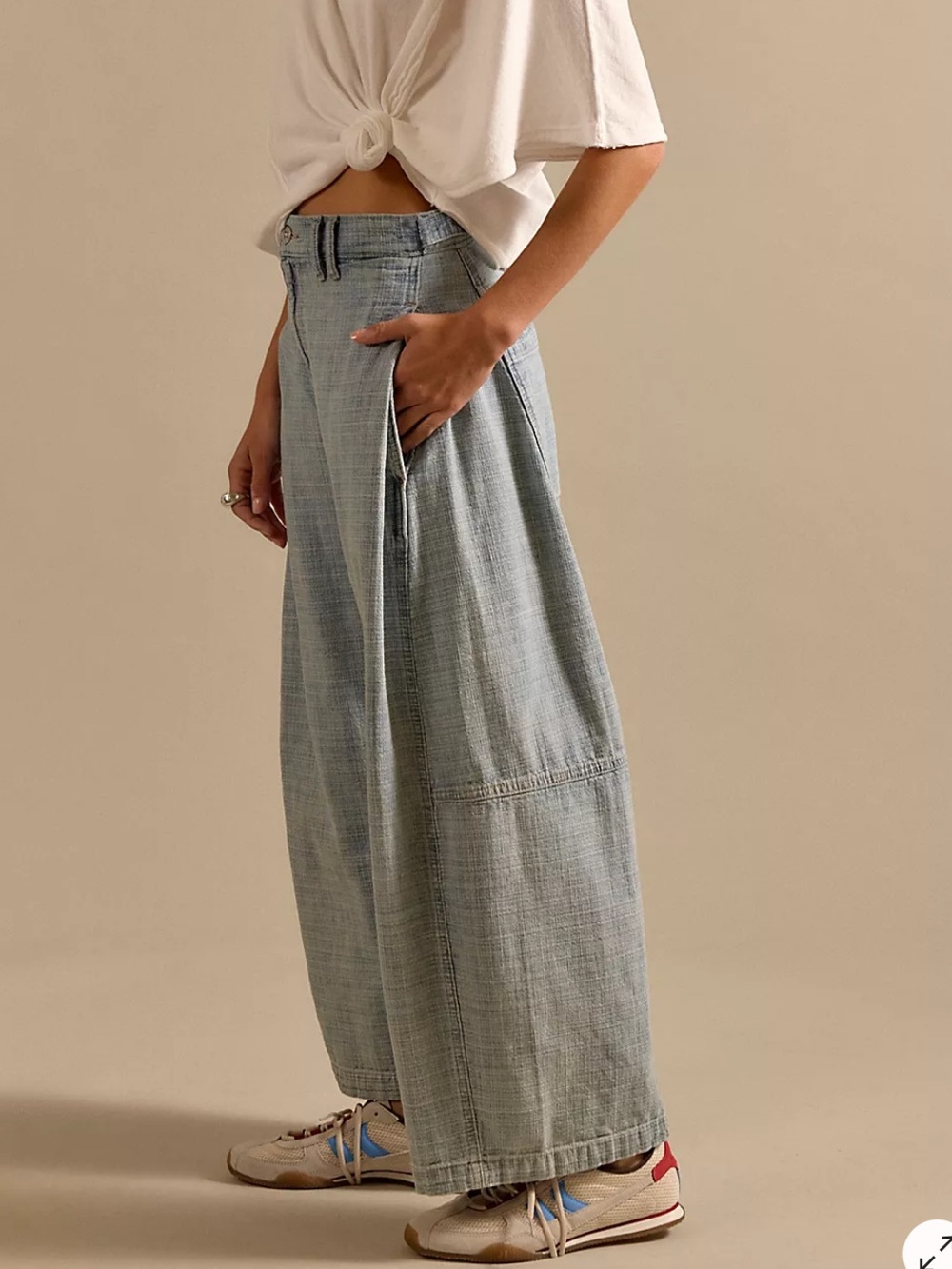 Free People We The Free Free To Roam Cropped Jeans 32 NWT Ocean Spray Sky Wide